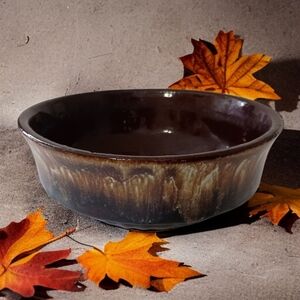 Roseville‎ Robinson Ransbottom Bowl Brown Drip Glaze Mixing Pottery USA Vintage